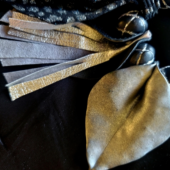 Elegant Hand Made Statement Leather Clay Bead 22" Necklace - Picture 5 of 5